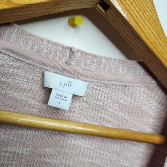 J. Jill Cotton Blend Heather Pink Open Front Cardigan Sweater Women's Size Large - Picture 4 of 7